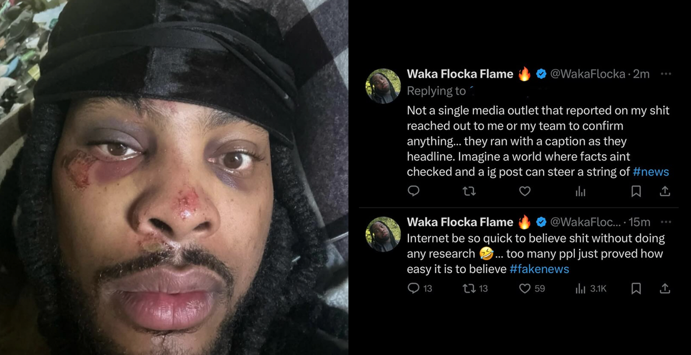 Waka Flocka Flame pretends he got jumped to prove how fake news spreads