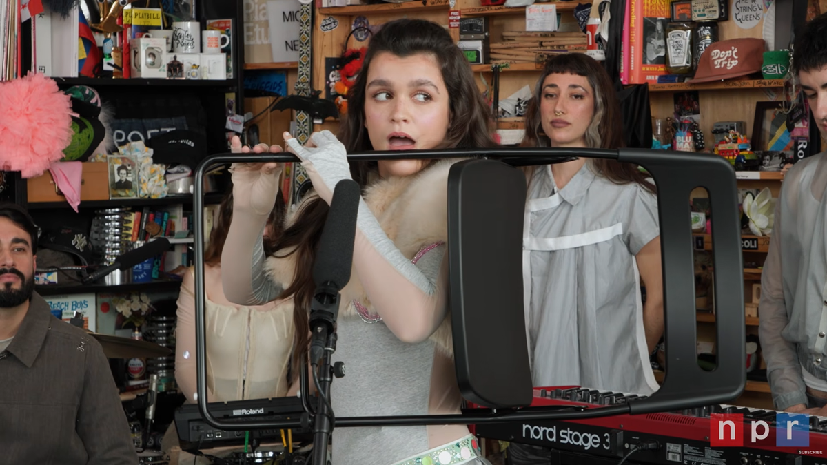 Watch Spanish singer Amaia play a flute made from a folding chair on NPR’s Tiny Desk Concert