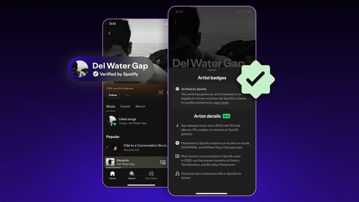 Spotify roll out new "Verified by Spotify" feature to combat AI artists
